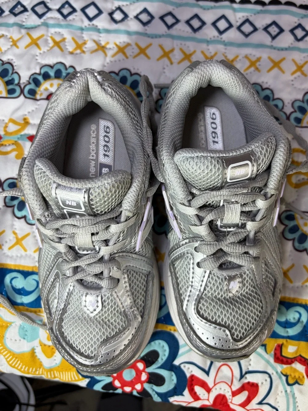 New Balance Silver with Light Purple Accent Athletic Sneakers